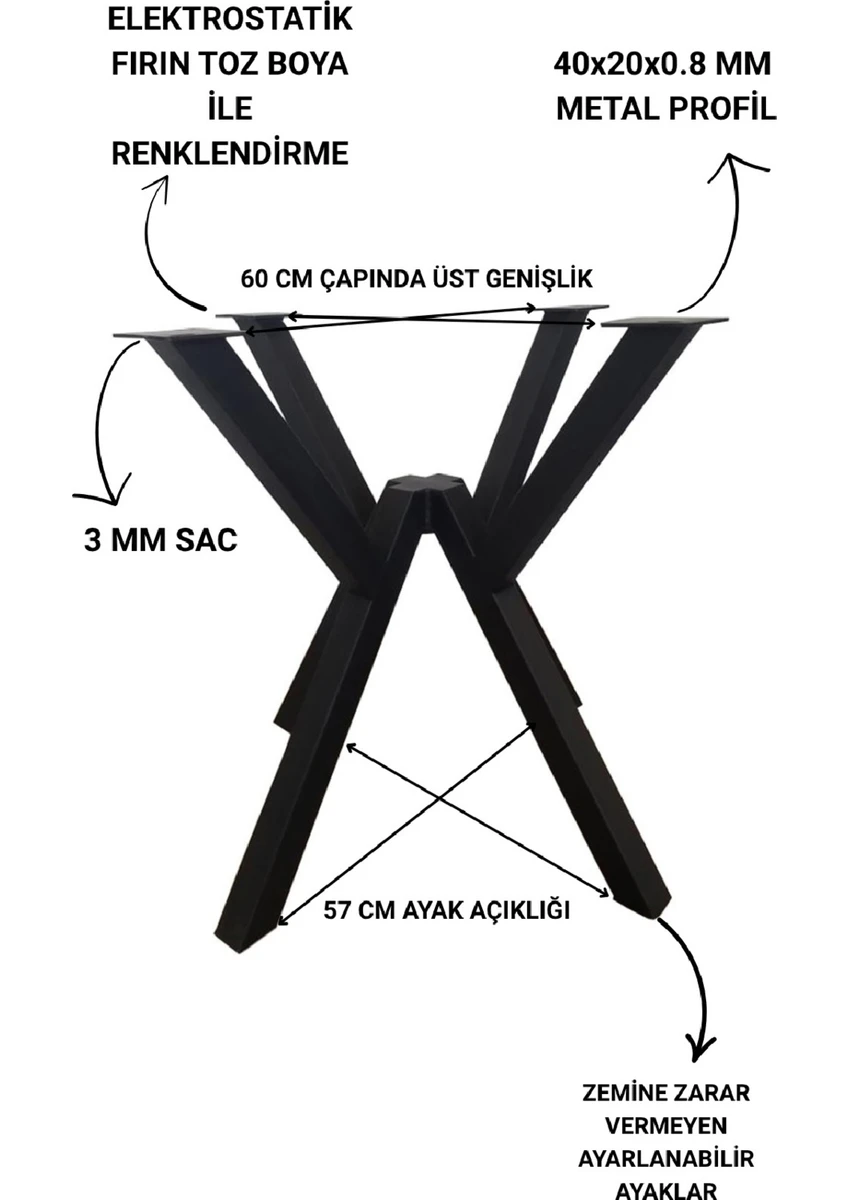 Metal Yuvarlak Masa Yemek Masası Çalışma Masası Ayağı 72 cm Mobilya Ayağı